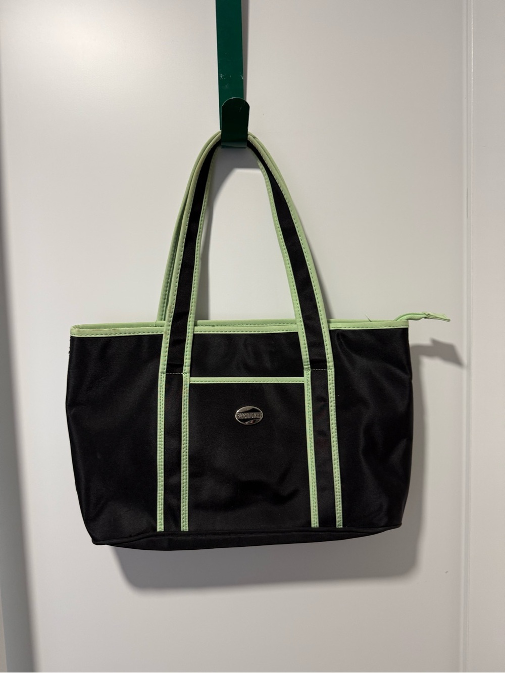 American Tourister Black Tote with Mint Trim